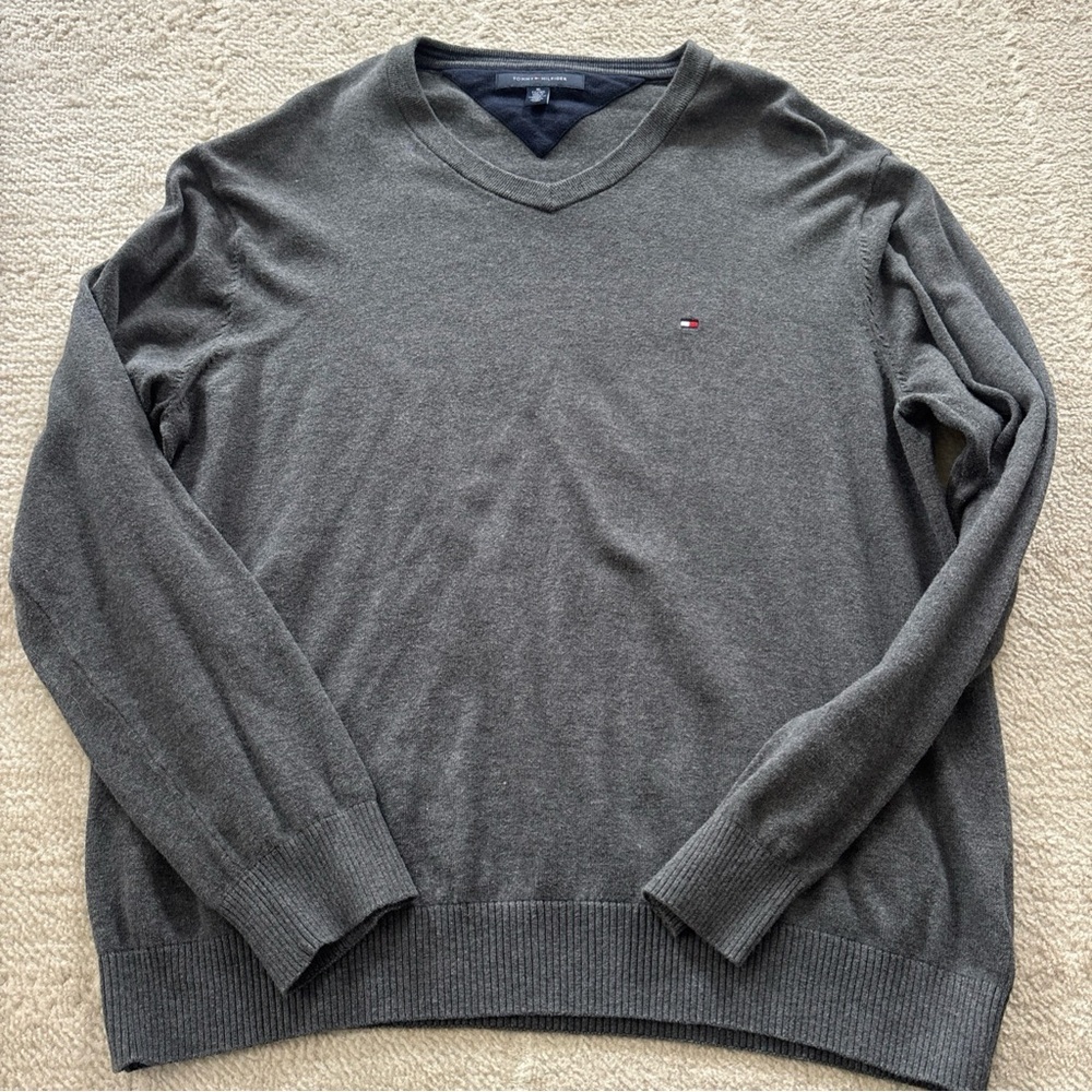 Tommy Hilfiger Men's Charcoal V-Neck Sweater